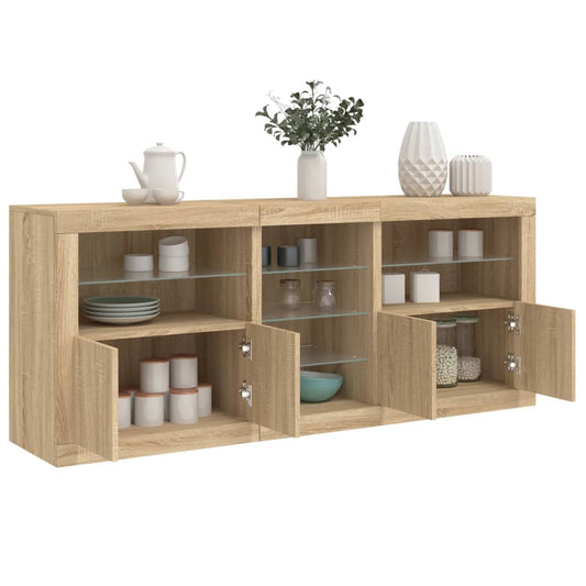 Sideboard mit LED-Leuchten Sonoma-Eiche 162x37x67 cm