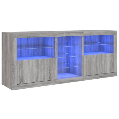 Sideboard mit LED-Leuchten Grau Sonoma 162x37x67 cm