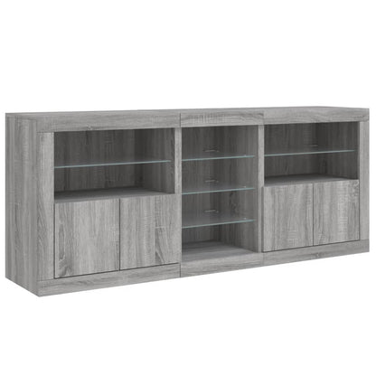 Sideboard mit LED-Leuchten Grau Sonoma 162x37x67 cm