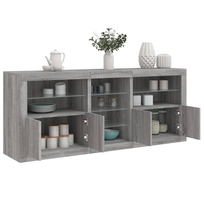 Sideboard mit LED-Leuchten Grau Sonoma 162x37x67 cm