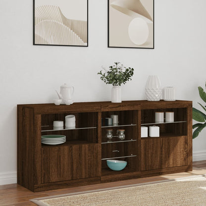 Sideboard mit LED-Leuchten Braun Eichen-Optik 162x37x67 cm