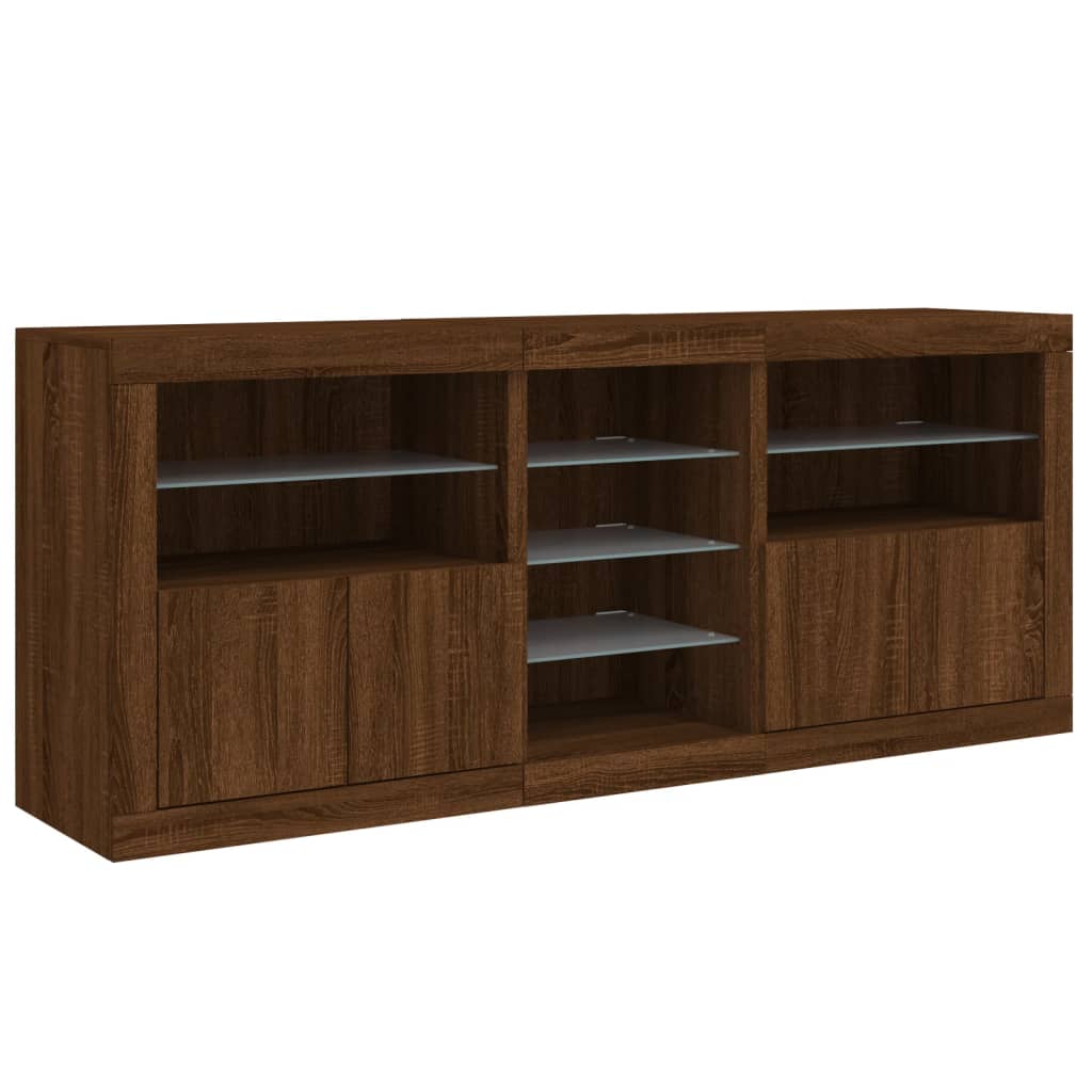 Sideboard mit LED-Leuchten Braun Eichen-Optik 162x37x67 cm