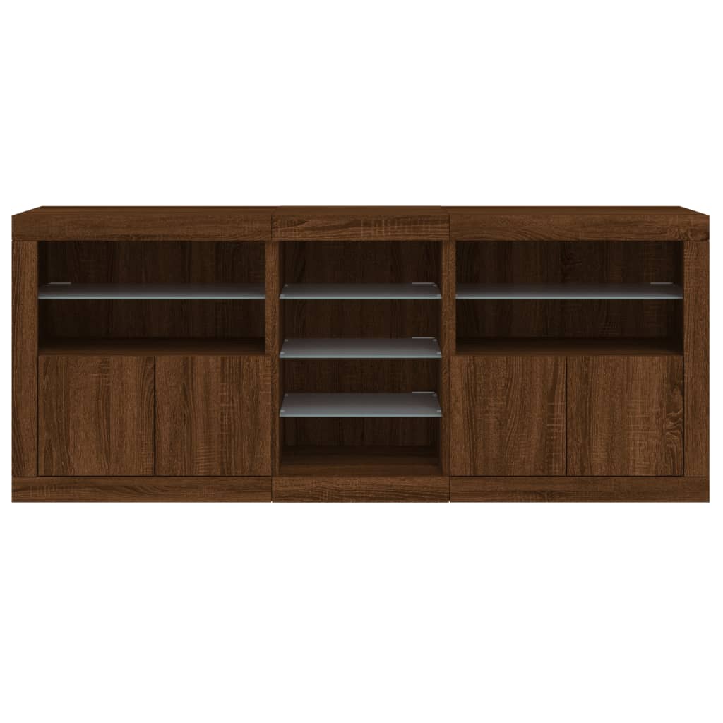 Sideboard mit LED-Leuchten Braun Eichen-Optik 162x37x67 cm