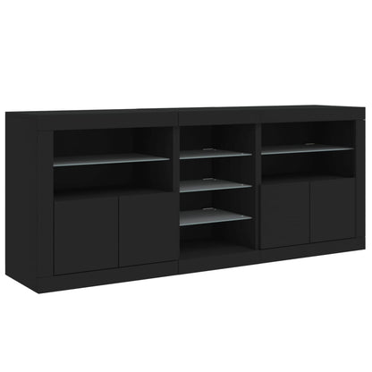 Sideboard mit LED-Leuchten Schwarz 181,5x37x67 cm