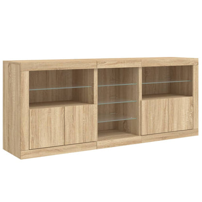 Sideboard mit LED-Leuchten Sonoma-Eiche 181,5x37x67 cm