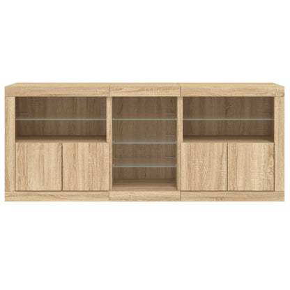 Sideboard mit LED-Leuchten Sonoma-Eiche 181,5x37x67 cm