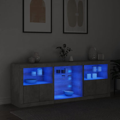 Sideboard mit LED-Leuchten Betongrau 181,5x37x67 cm