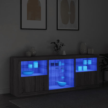 Sideboard mit LED-Leuchten Grau Sonoma 181,5x37x67 cm