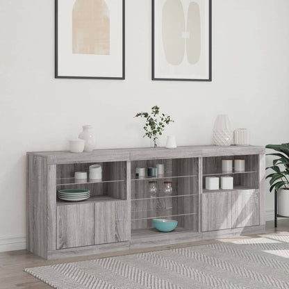 Sideboard mit LED-Leuchten Grau Sonoma 181,5x37x67 cm