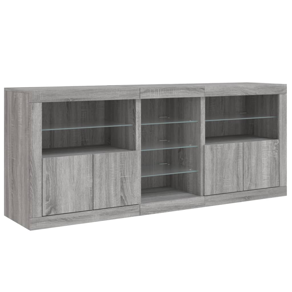 Sideboard mit LED-Leuchten Grau Sonoma 181,5x37x67 cm