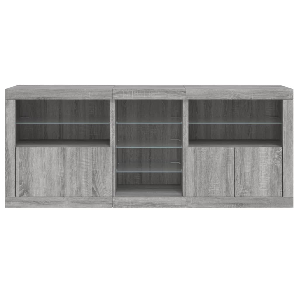 Sideboard mit LED-Leuchten Grau Sonoma 181,5x37x67 cm