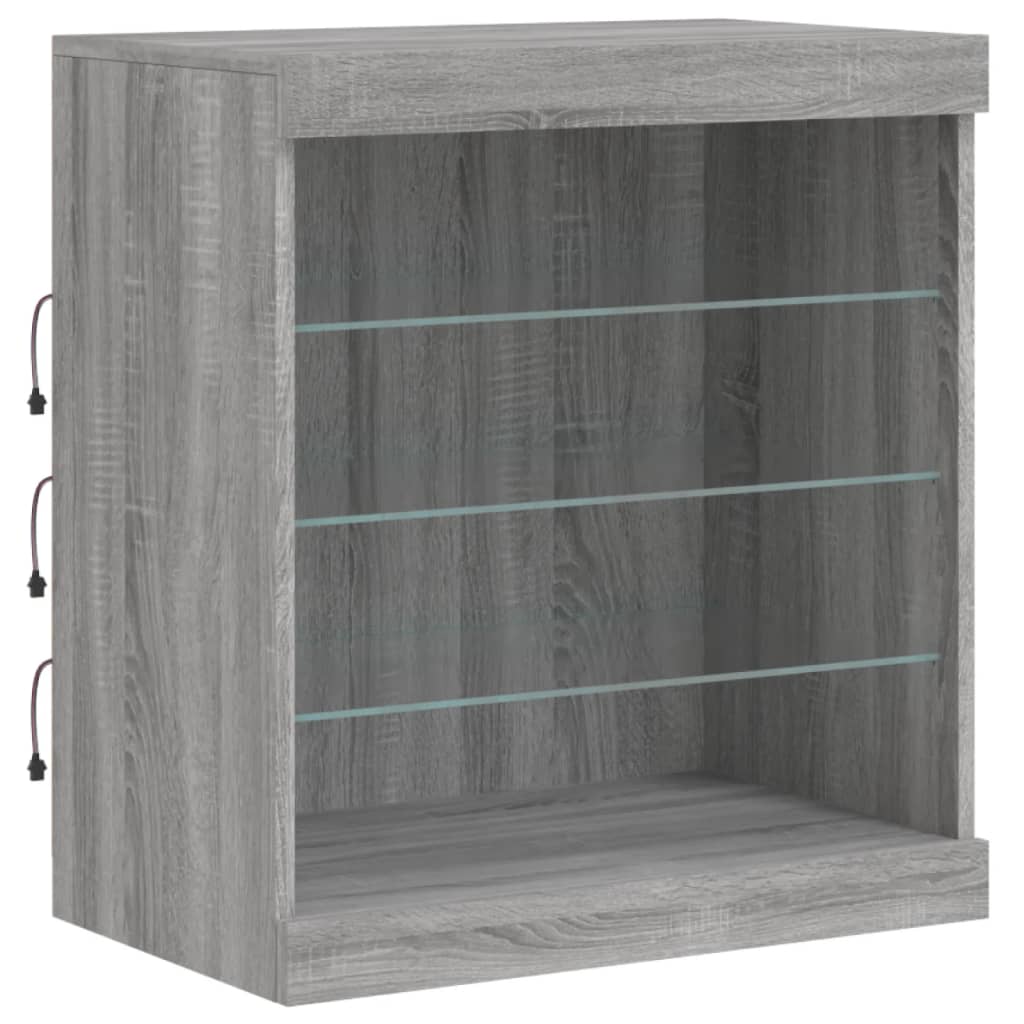 Sideboard mit LED-Leuchten Grau Sonoma 181,5x37x67 cm