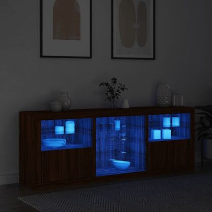 Sideboard mit LED-Leuchten Braun Eichen-Optik 181,5x37x67 cm