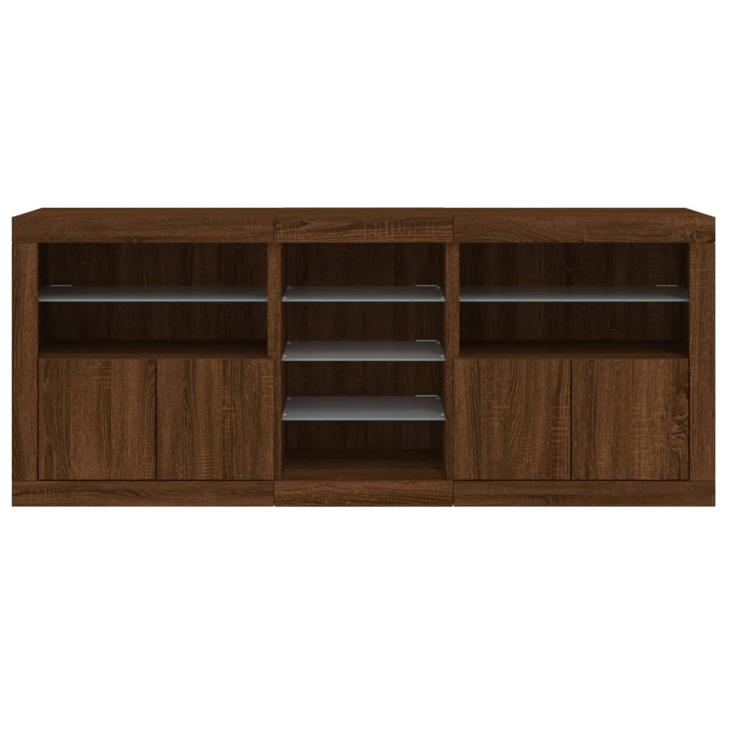 Sideboard mit LED-Leuchten Braun Eichen-Optik 181,5x37x67 cm