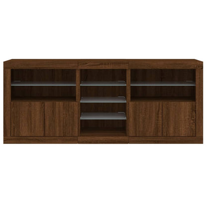 Sideboard mit LED-Leuchten Braun Eichen-Optik 181,5x37x67 cm