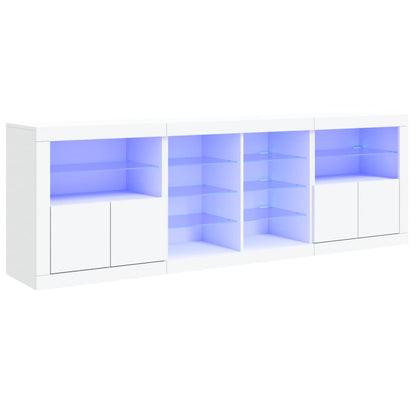 Sideboard mit LED-Leuchten Weiß 202x37x67 cm