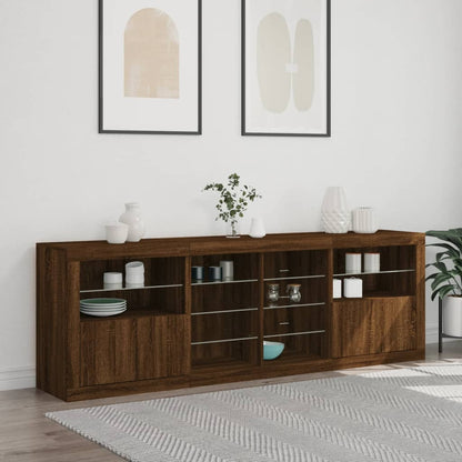 Sideboard mit LED-Leuchten Braun Eichen-Optik 202x37x67 cm