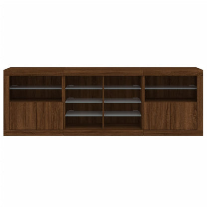 Sideboard mit LED-Leuchten Braun Eichen-Optik 202x37x67 cm