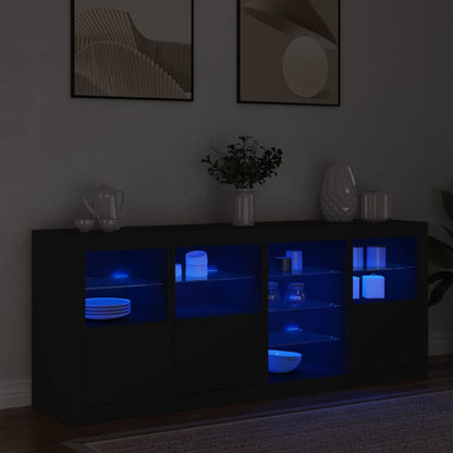 Sideboard mit LED-Leuchten Schwarz 164x37x67 cm