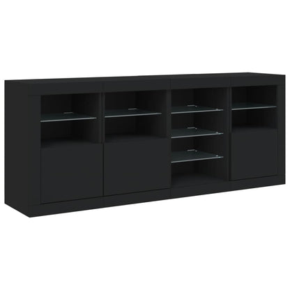 Sideboard mit LED-Leuchten Schwarz 164x37x67 cm