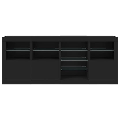 Sideboard mit LED-Leuchten Schwarz 164x37x67 cm