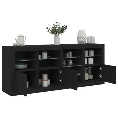 Sideboard mit LED-Leuchten Schwarz 164x37x67 cm