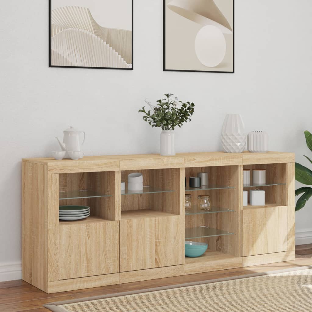 Sideboard mit LED-Leuchten Sonoma-Eiche 164x37x67 cm