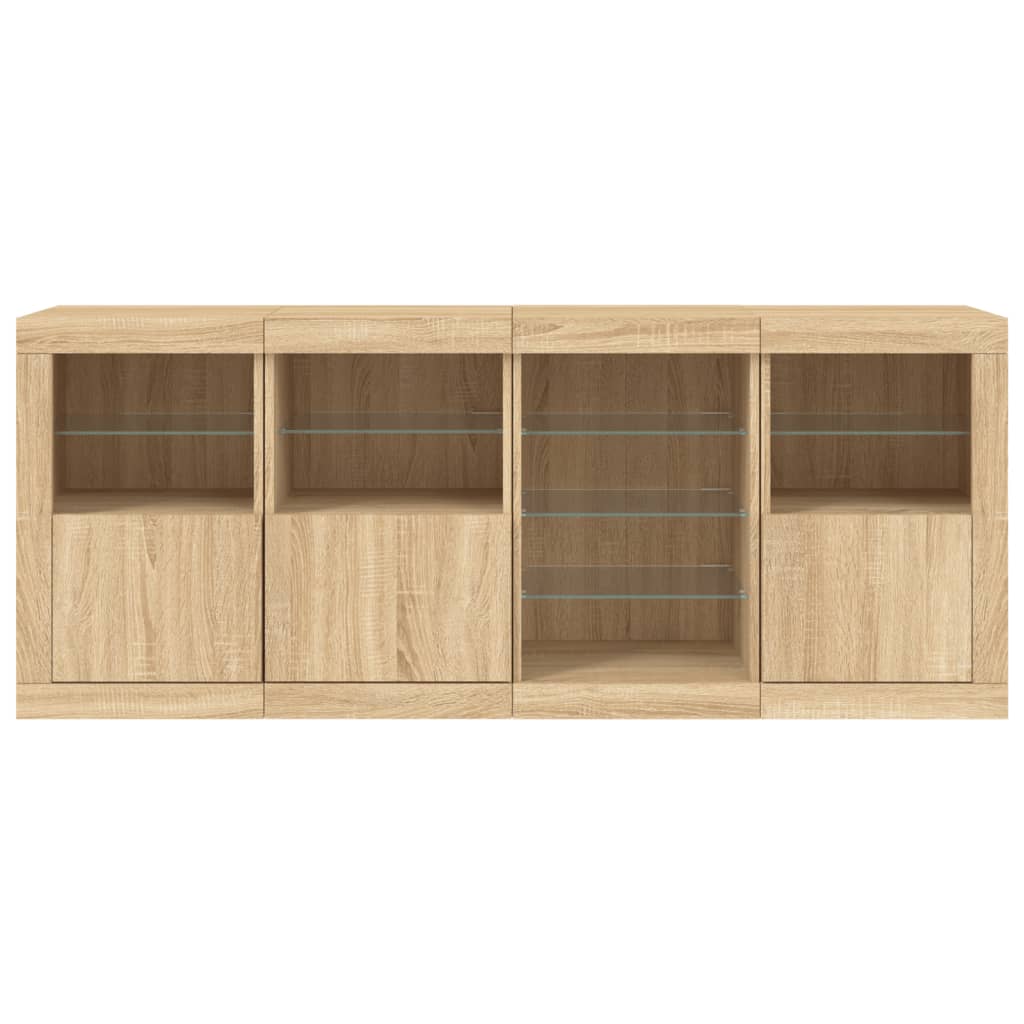 Sideboard mit LED-Leuchten Sonoma-Eiche 164x37x67 cm