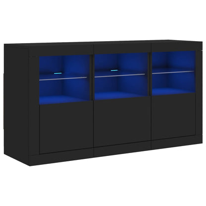 Sideboard mit LED-Leuchten Schwarz 123x37x67 cm