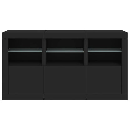 Sideboard mit LED-Leuchten Schwarz 123x37x67 cm