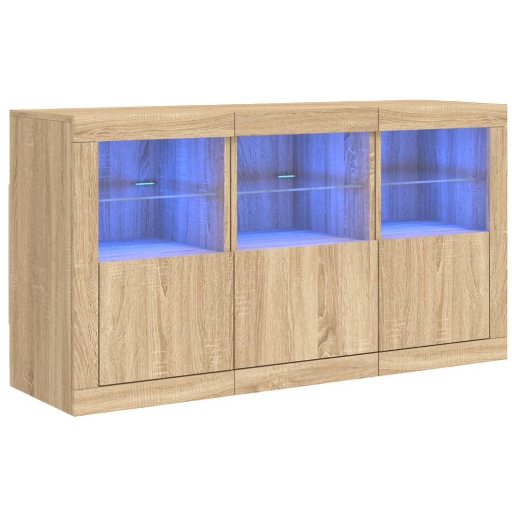 Sideboard mit LED-Leuchten Sonoma-Eiche 123x37x67 cm