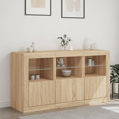 Sideboard mit LED-Leuchten Sonoma-Eiche 123x37x67 cm