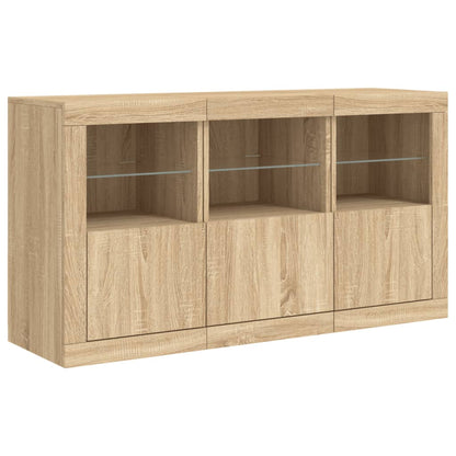 Sideboard mit LED-Leuchten Sonoma-Eiche 123x37x67 cm