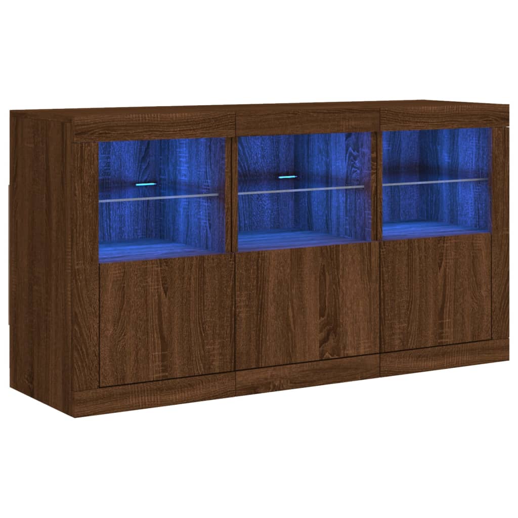 Sideboard mit LED-Leuchten Braun Eichen-Optik 123x37x67 cm