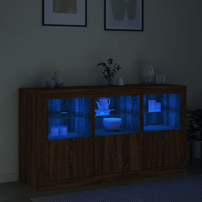 Sideboard mit LED-Leuchten Braun Eichen-Optik 123x37x67 cm