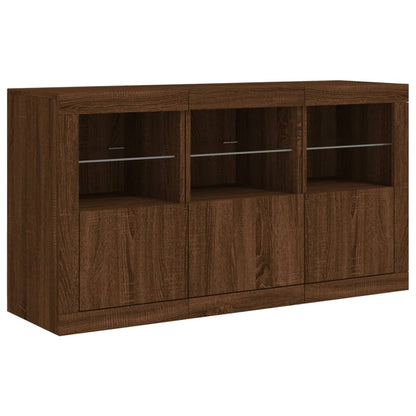 Sideboard mit LED-Leuchten Braun Eichen-Optik 123x37x67 cm