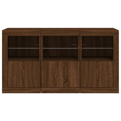 Sideboard mit LED-Leuchten Braun Eichen-Optik 123x37x67 cm