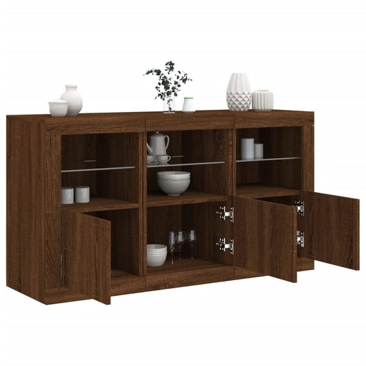 Sideboard mit LED-Leuchten Braun Eichen-Optik 123x37x67 cm