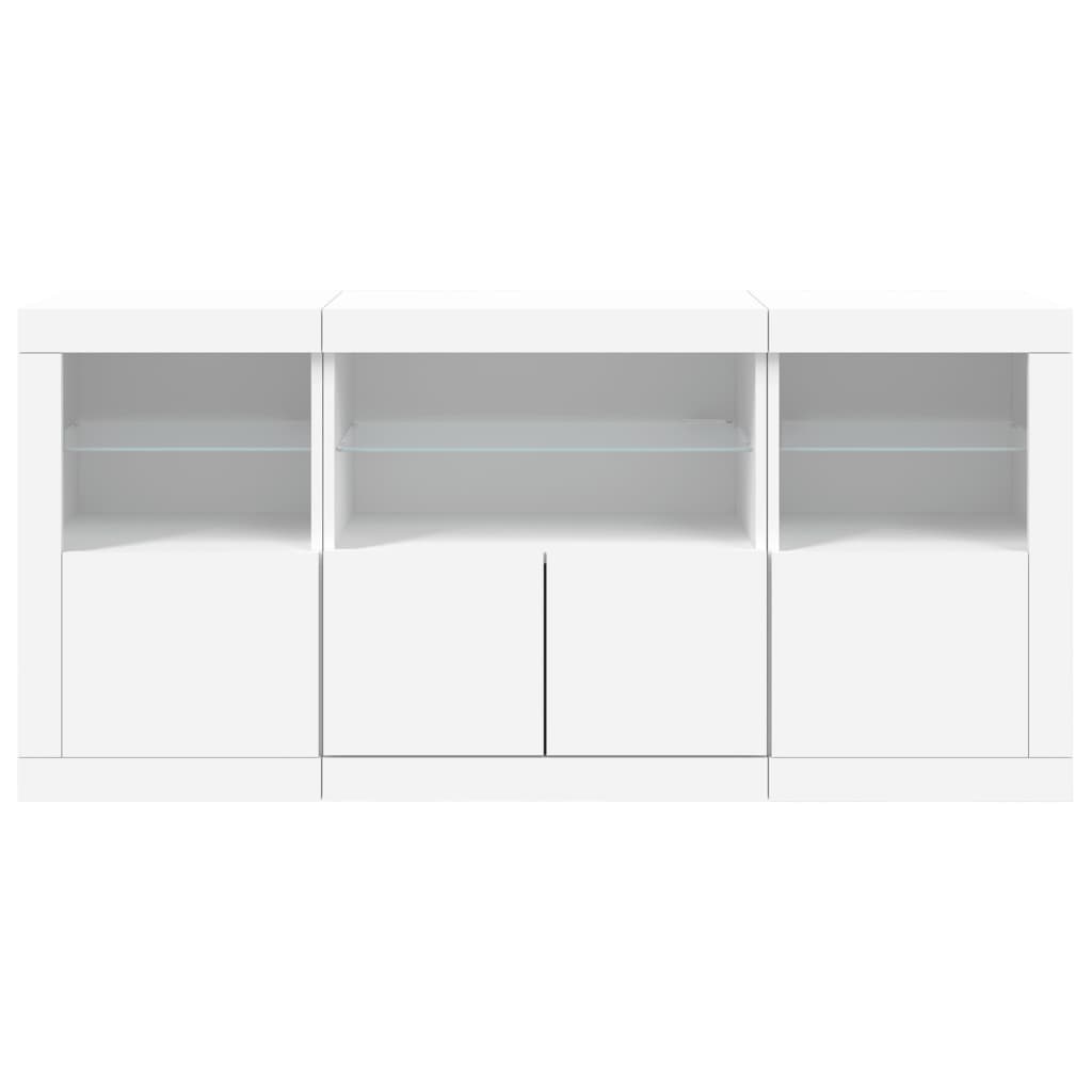 Sideboard mit LED-Leuchten Weiß 142,5x37x67 cm