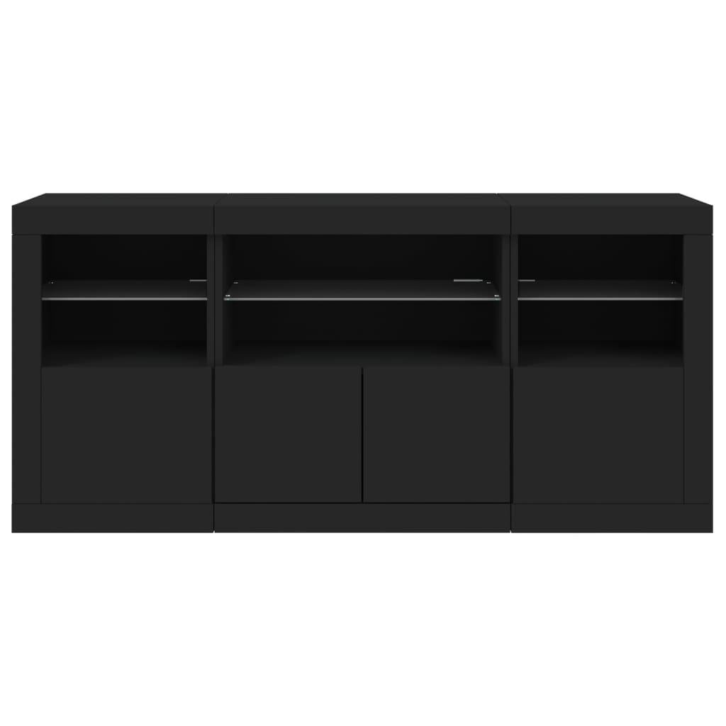 Sideboard mit LED-Leuchten Schwarz 142,5x37x67 cm