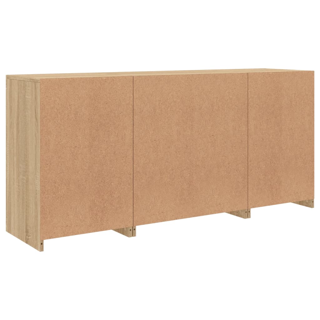 Sideboard mit LED-Leuchten Sonoma-Eiche 142,5x37x67 cm