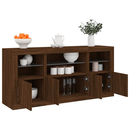 Sideboard mit LED-Leuchten Braun Eichen-Optik 142,5x37x67 cm