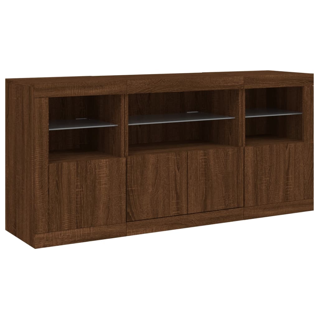 Sideboard mit LED-Leuchten Braun Eichen-Optik 142,5x37x67 cm