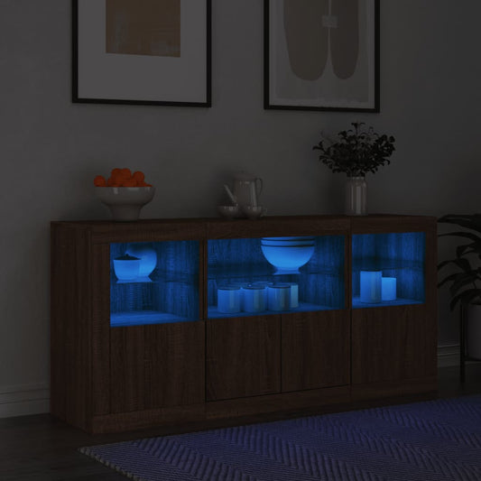 Sideboard mit LED-Leuchten Braun Eichen-Optik 142,5x37x67 cm