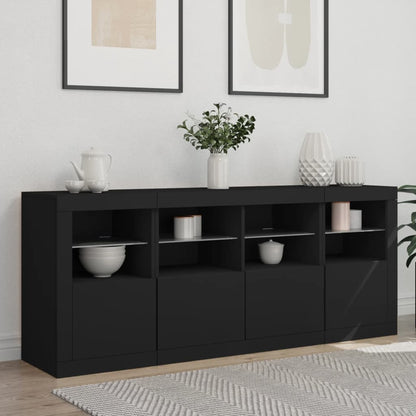 Sideboard mit LED-Leuchten Schwarz 163x37x67 cm