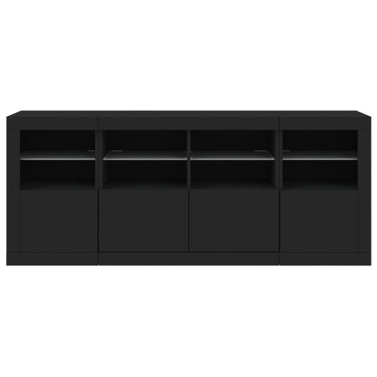 Sideboard mit LED-Leuchten Schwarz 163x37x67 cm