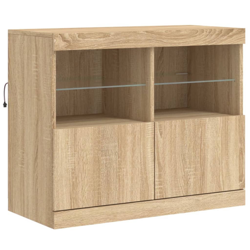 Sideboard mit LED-Leuchten Sonoma-Eiche 163x37x67 cm