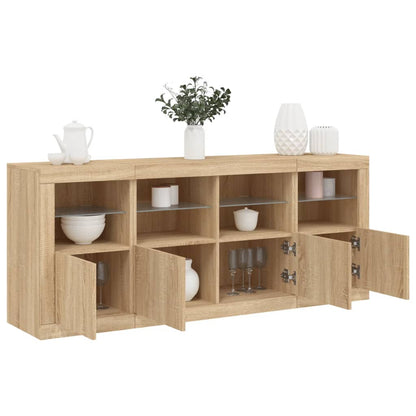 Sideboard mit LED-Leuchten Sonoma-Eiche 163x37x67 cm