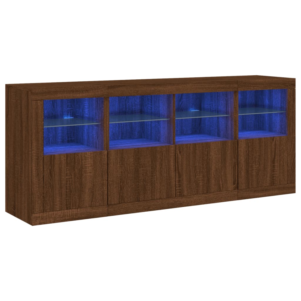 Sideboard mit LED-Leuchten Braun Eichen-Optik 163x37x67 cm