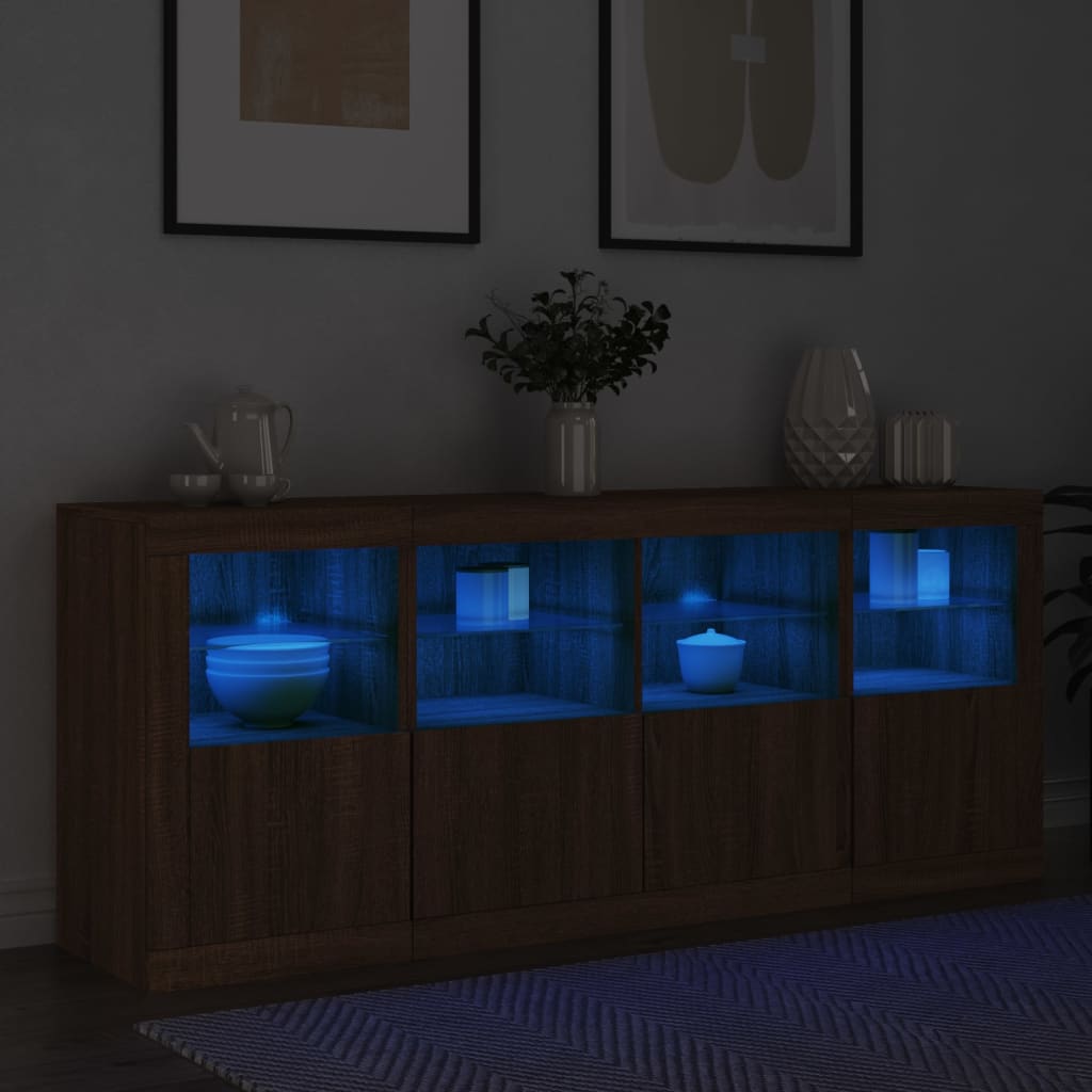 Sideboard mit LED-Leuchten Braun Eichen-Optik 163x37x67 cm